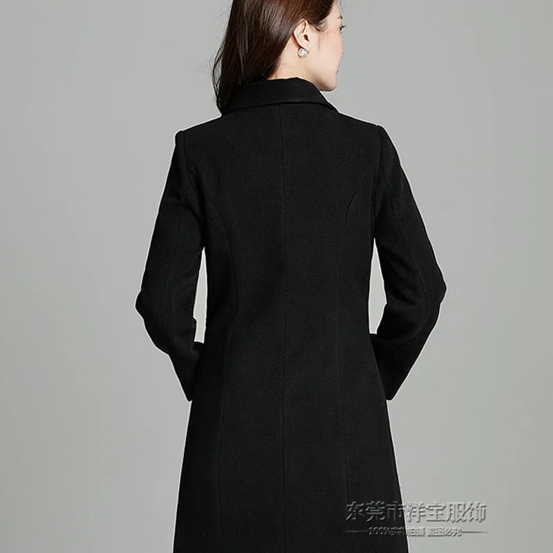 

Thick Woolen Jacket Women's Autumn And Winter Wear Mid-length Padded Woolen Overcoat Hotel Front Desk Work Clothes Coat