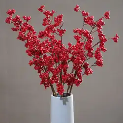 1 шт. красная Веточка с ягодами Холли фрукты искусственный цветок Рождество Новый год фетальный домашний декор