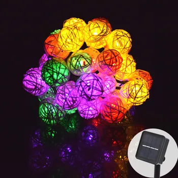 

LED Light String 6M 30 LED Garland Solar String Lights Rattan Ball Fairy String Light For Holiday Christmas Outdoor Decoration