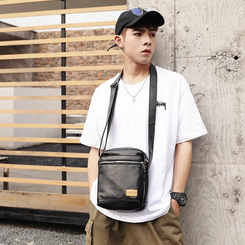 

Trend zipper men's backpack new retro shoulder bag leisure