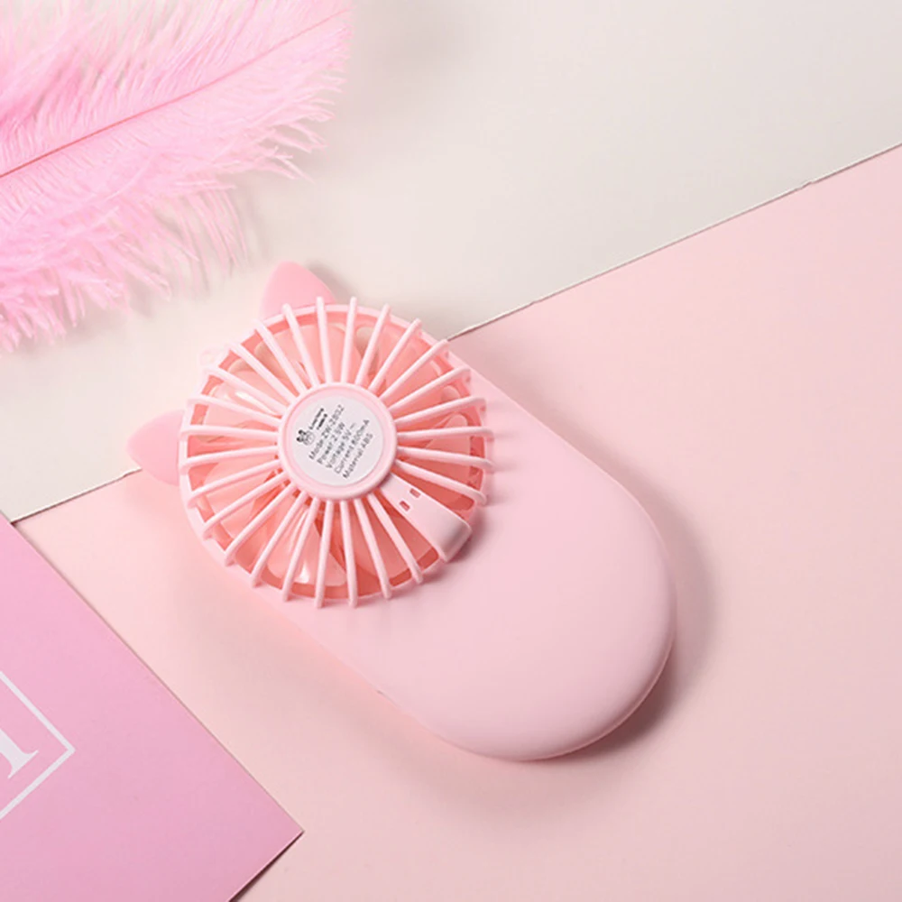 New 1Pc Cute Portable Mini Fan Handheld USB Rechargeable Desktop Fans 3 Mode Adjustable Summer Cooler For Outdoor Travel Office