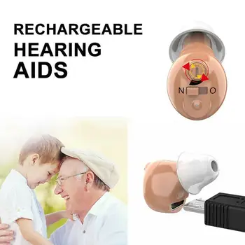 

US/EU Rechargeable Invisible Digital Hearing Aids Sound Amplifier In the Ear USB charging Noise Reduction US Plug for Elder