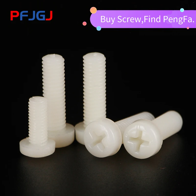

Peng Fa nylon screw M2 M2.5 M3 white Nylon Plastic insulation Phillips Cross Recessed round pan Head Machine Screw