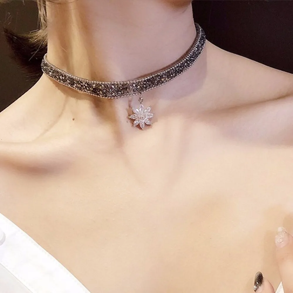 Модное Кристальное колье с кулоном в виде снежинки и кулоны корейское колье из блестящего циркония для женщин колье Femme Свадебные ювелирные изделия