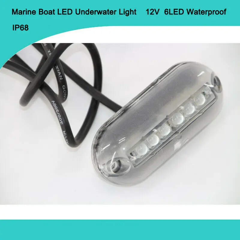 12V 6LED Пластик синий подводная лодка светильник рыбы ночь погружной лампа рыболовные снасти