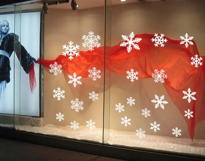Рождественский стикер снежинки красный белый Снежинка оконная наклейка Рождественское украшение статическая стеклянная наклейка снежинки стикеры на стену