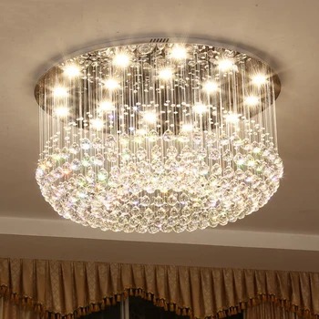 

Round LED Crystal Celling Light Living Room Lamp Hotel Project Lobby Flush Mount Lighting Fixtures
