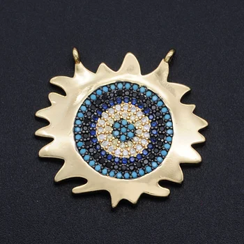 

5pcs/lot 28x26mm CZ Zircon DIY Jewelry Evil Eye Sun Charm Connectors Wholesale Fashion Jewelry Accessories Custom Orders Welcome