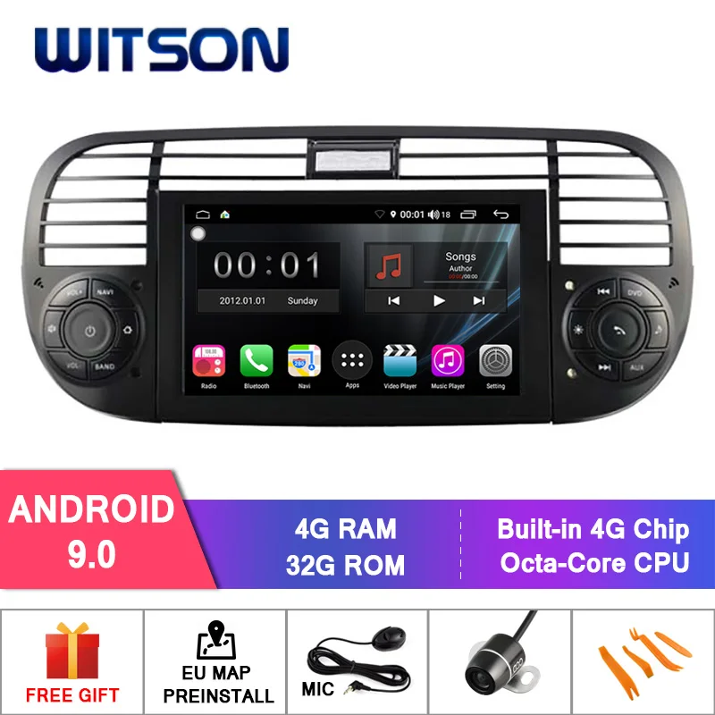 WITSON S300 Android 9,0 автомобильный DVD для FIAT 500 8 Восьмиядерный 4 Гб ОЗУ 32 ГБ флеш gps авто стерео+ ГЛОНАСС+ wifi/4G+ DSP+ DAB+ OBD+ TPMS