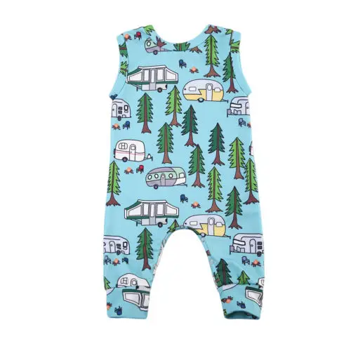 In Stock Toddler Newborn Baby Boy Cartoon Romper Sleeveless Car Jumpsuit Clothes Outfits 0-24M Hot |