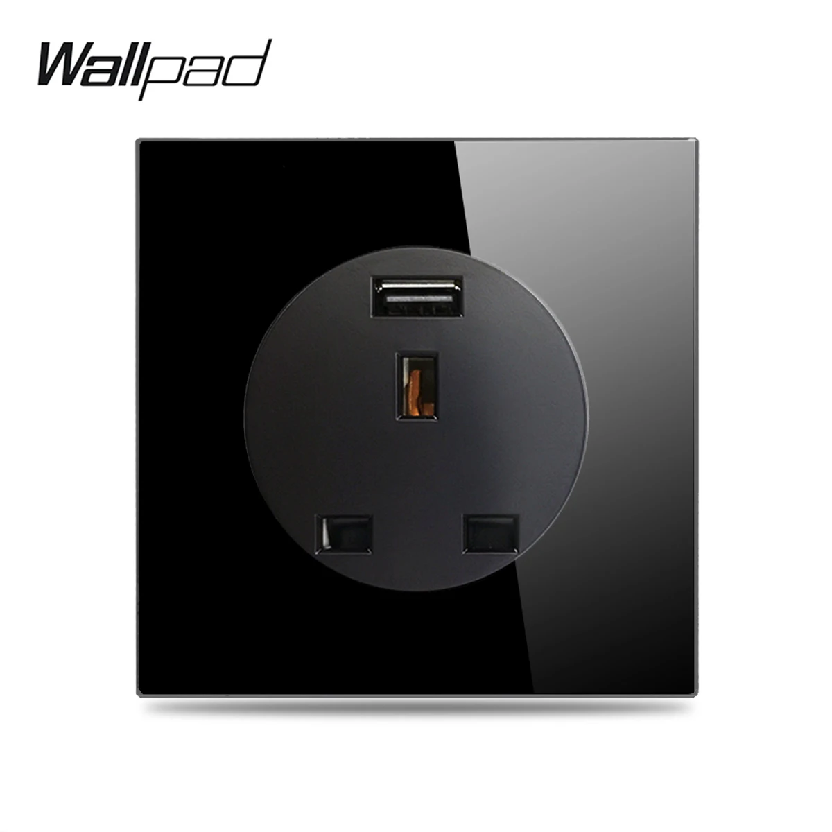 Настенная электрическая розетка Wallpad L6 UK 13A черная панель из закаленного стекла с