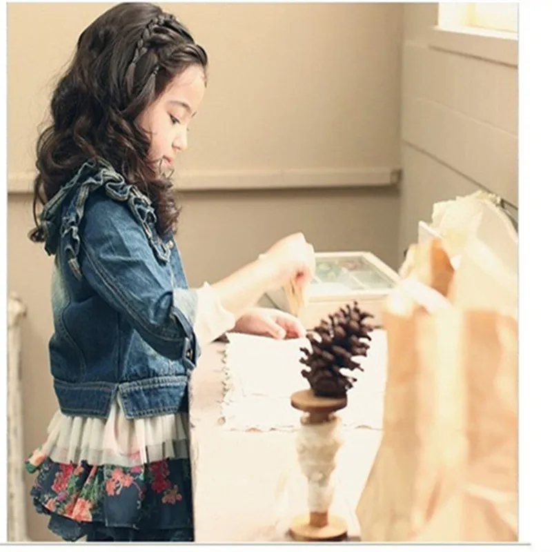

Girls' Jean Jacket 2019 Spring And Autumn New Style Black Fungus Shoulder Big Boy Korean-style Fashion Popular Fashion-Style Set