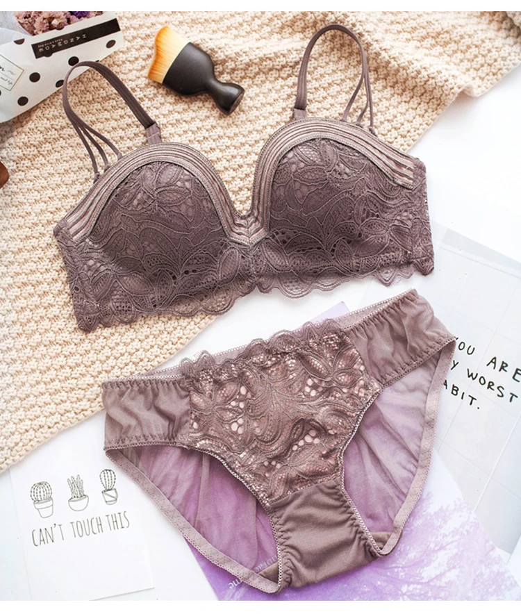 Roseheart, новинка, женское модное сексуальное нижнее белье, без косточек, кружевная отделка, цельные хлопковые трусики, пуш-ап, комплекты бюстгальтеров, нижнее белье