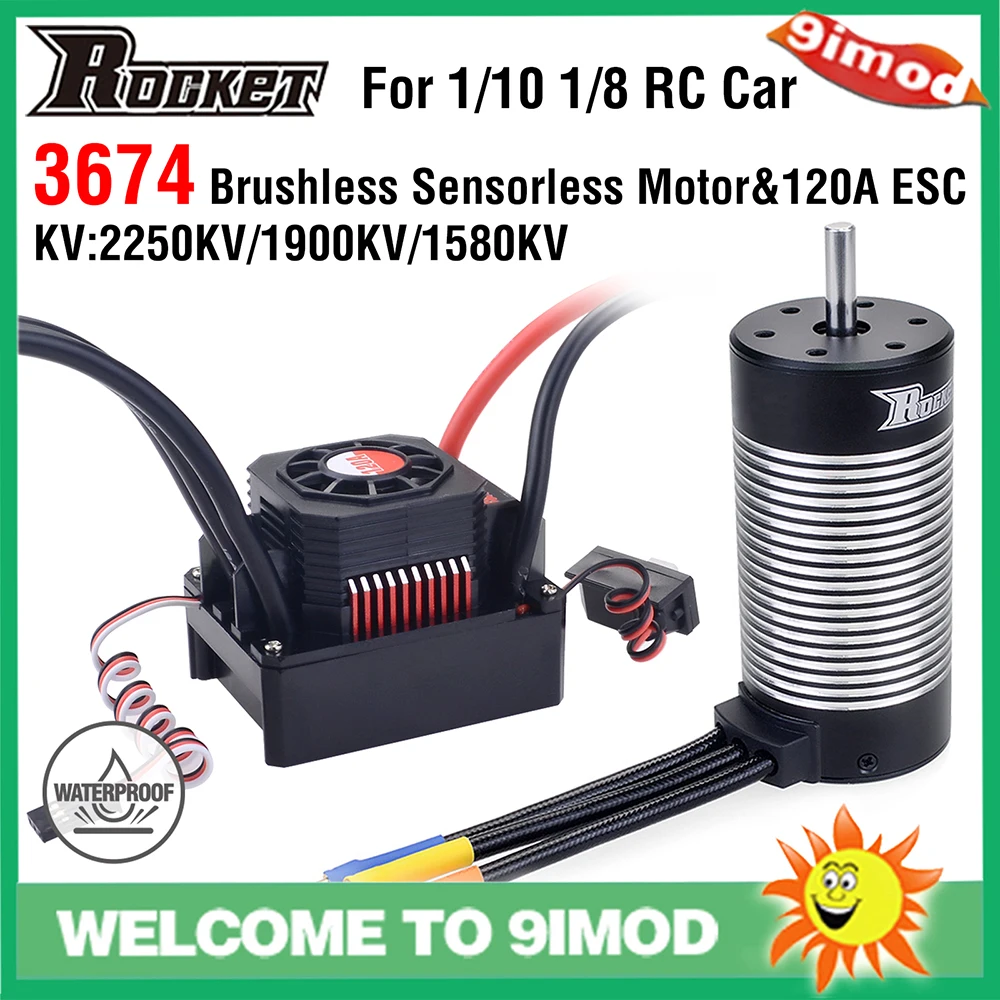 WP-8BL100 3674 2250KV 1/8 RC Brushless ESC Motor Combo For 1/8 Buggy Truggy 4S - Foto 14