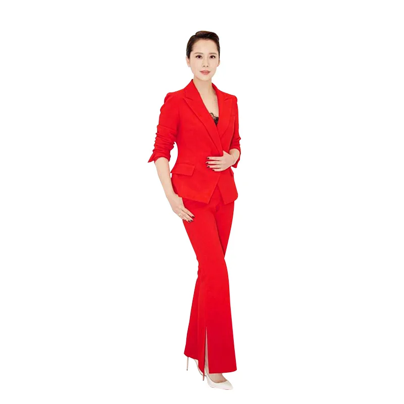 Комплект блейзеров Pak vrouwelijke mode Slanke dames Xiaoxiangfeng split hoge kwaliteit bell broek Professional dragen twee stuk