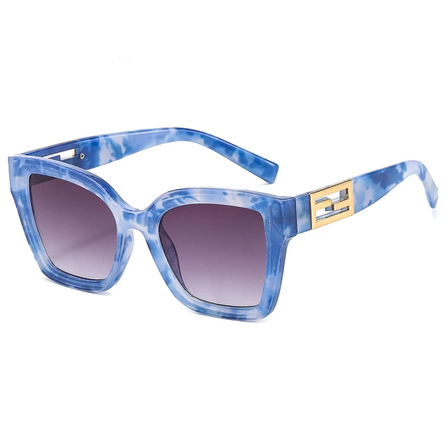 Modern Marble Print Square Sunglasses