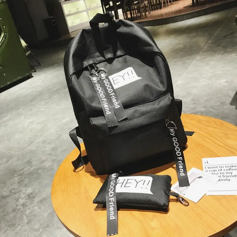 Рюкзаки для девочек, школьные сумки Mochila, с вышивкой, женская мода, для студентов, с рисунком, Blacl