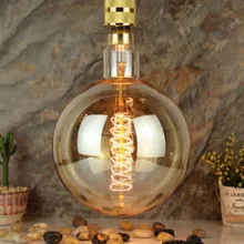 TIANFAN Edison ЛАМПЫ старинная лампочка G200 спиральная вольфрамовая нить углеродная 60 Вт 220-240 в E27 декоративная лампа накаливания