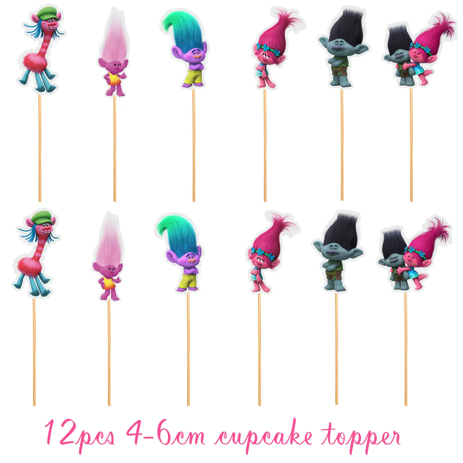 Cartoon Trolls Theme Kids Birthday Party Supplies Disposable Tableware Plate  Napkin Straw Banner Baby Shower Party Decorations