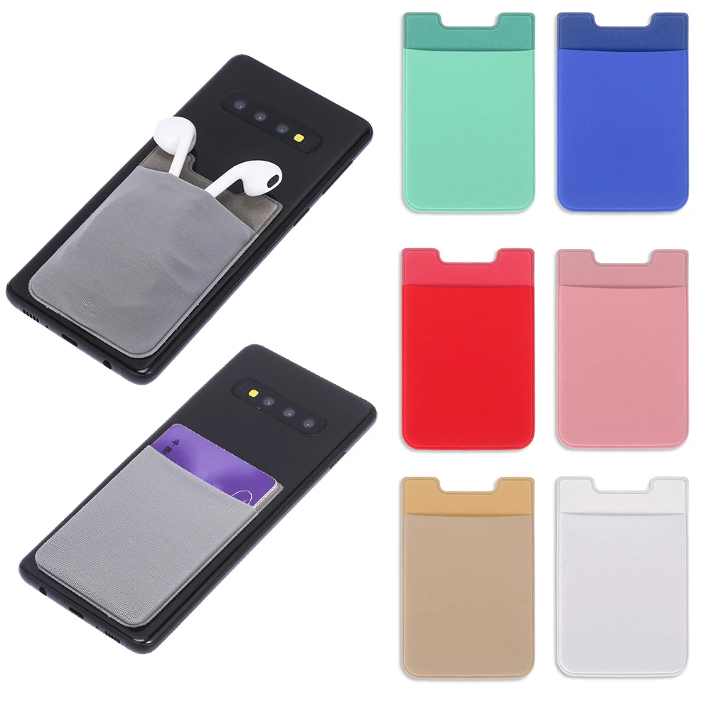 

1 pc New Elastic Mobile Phone Wallet Case Stick On Credit ID Card Holder Pocket Universal Self-Adhesive Sticker Card Sleeves
