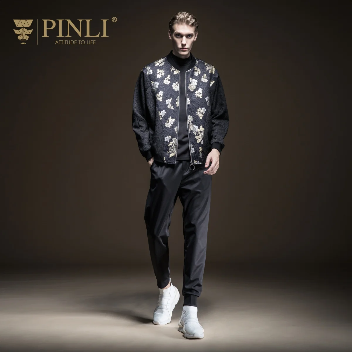 Militar Liner No Slim Rushed Pinli продукт, сделанный осенью года, мужской стиль, сплайсинг, жаккардовый жакет, пальто B193404237