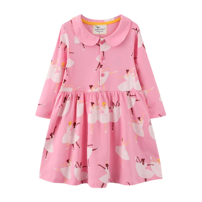 Jumping Meters New Arrival Autumn Spring Princess Girls Dresses Collar Dancing Print Fashion Kids Costume Frocks Dress | Детская одежда