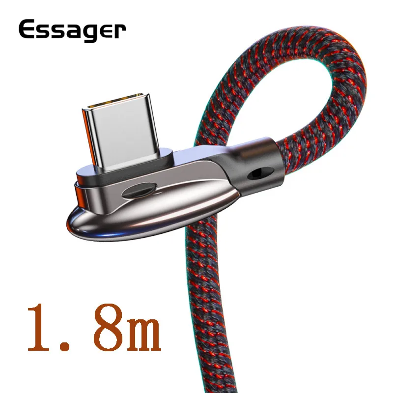 Type-c 1.8m Essager 3A кабель usb type C для Xiaomi Redmi Note 7 Pro samsung Oneplus 7 Pro Быстрая зарядка USBC кабель type-C USB-C шнур зарядного устройства - Цвет: Type-c 1.8m