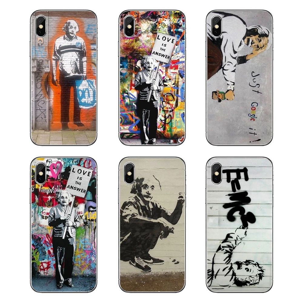 

For Samsung Galaxy A5 A6 A7 A8 A9 J4 J5 J7 J8 2017 2018 Plus Prime Transparent Soft Cover Bag Banksy Albert Einstein Love Answer