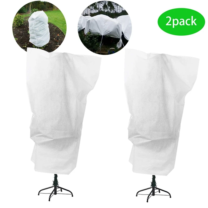 

2 Packs Large Size Winter Drawstring Plant Covers Feet Warm Plant Protection Cover Bags Frost Cloth