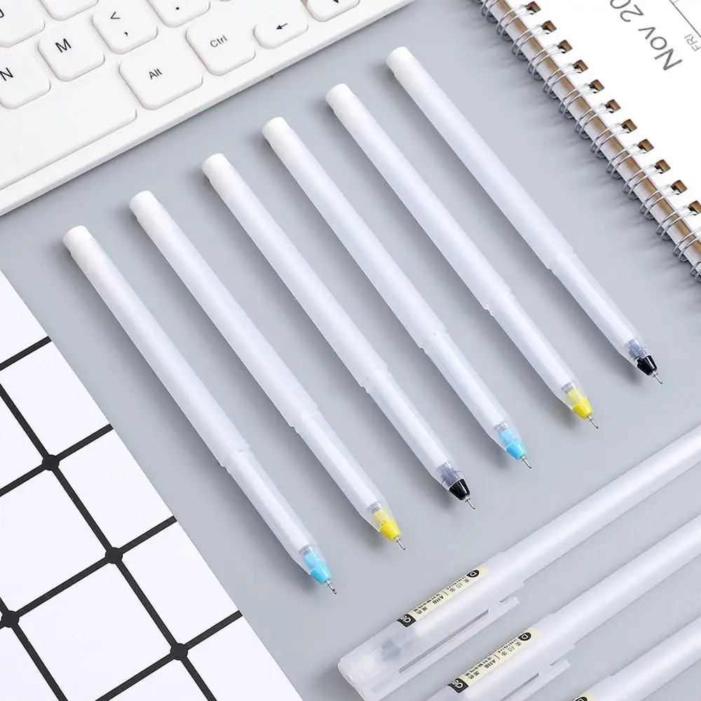 3 шт./компл. прозрачный гелевая ручка 0,5 мм черный игла для чернил головка пишущие инструменты для студентов, простота ручка с чернилами стандартных цветов школьные принадлежности