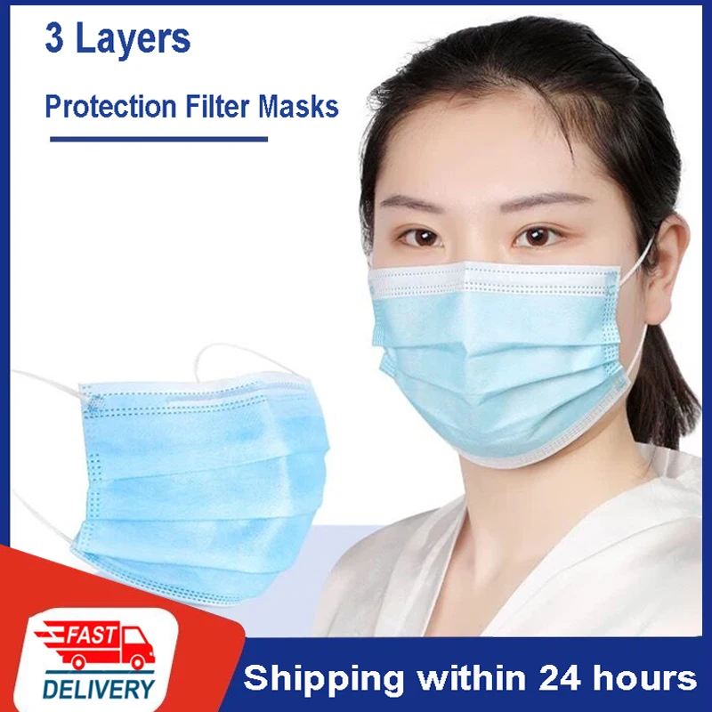 

20/50pcs 3 Layer Non-woven Dust Mask Disposable Mouth Mask Thickened Features as KF94 FFP2