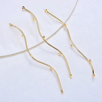 

6PCS 60*1MM 24K Gold Color Brass Earring Connector with 3 Holes for Jewelry Earring Making Finding Accessories