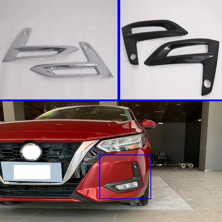 

For Nissan Sylphy B18 Sentra 2019 2020 Car Accessories Front Fog Light Lamp Cover Trim Molding Bezel Garnish Sticker