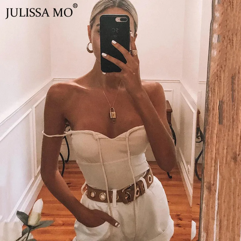 Женский укороченный топ JULISSA MO на бретельках с открытой спиной шнуровке летний