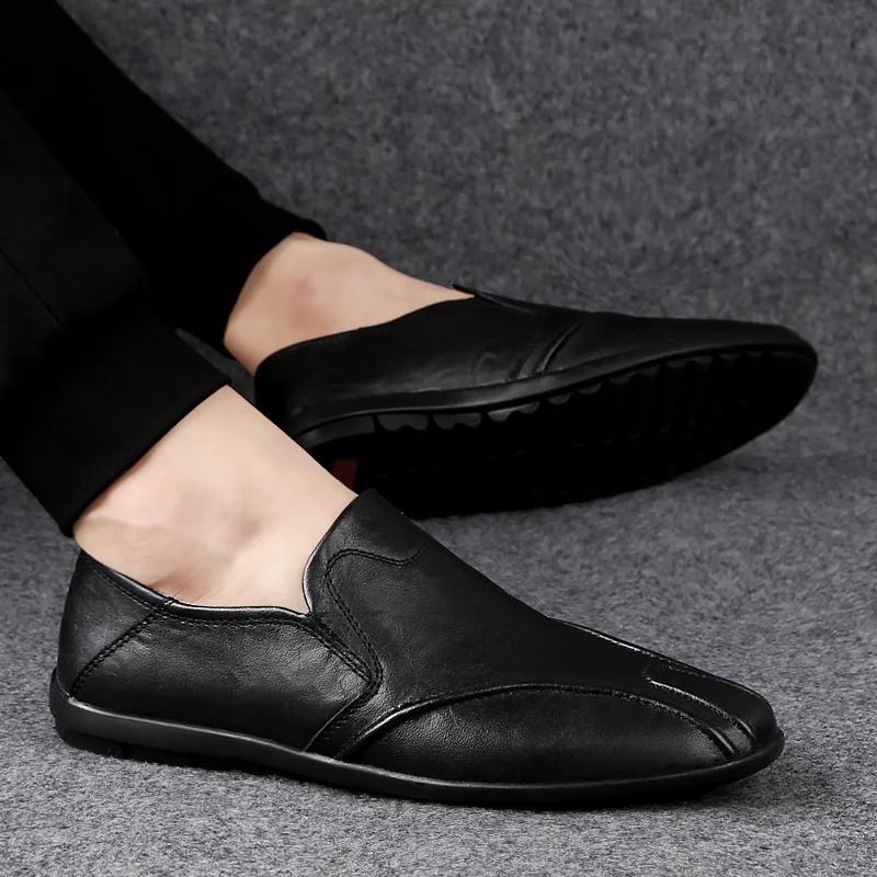 

Fashion Men Leather breathable Shoes Slip On lightweight Leather Loafers Mens Moccasins Shoes Italian comfortable Designer Shoes