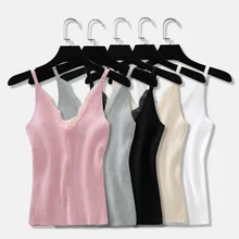 Модная Сексуальная Дамская жилетка, одноцветная кружевная сшитая двойная жилетка с v-образным вырезом, Повседневная Удобная тонкая кофточка