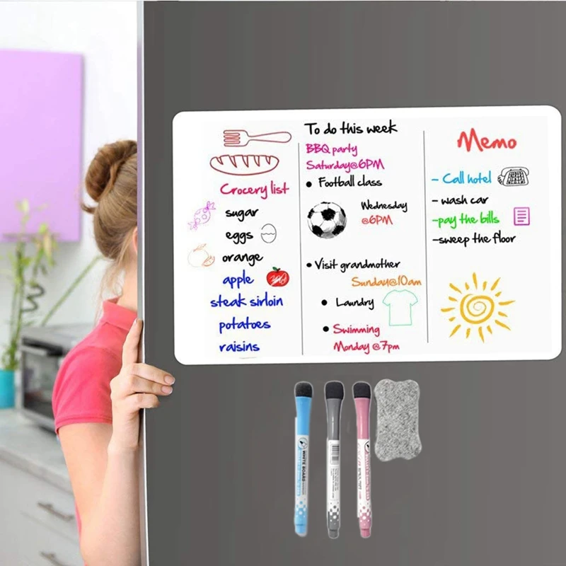Netic Dry Erase Whiteboard календарь для холодильника с 3 ручками и большим ластиком заметок