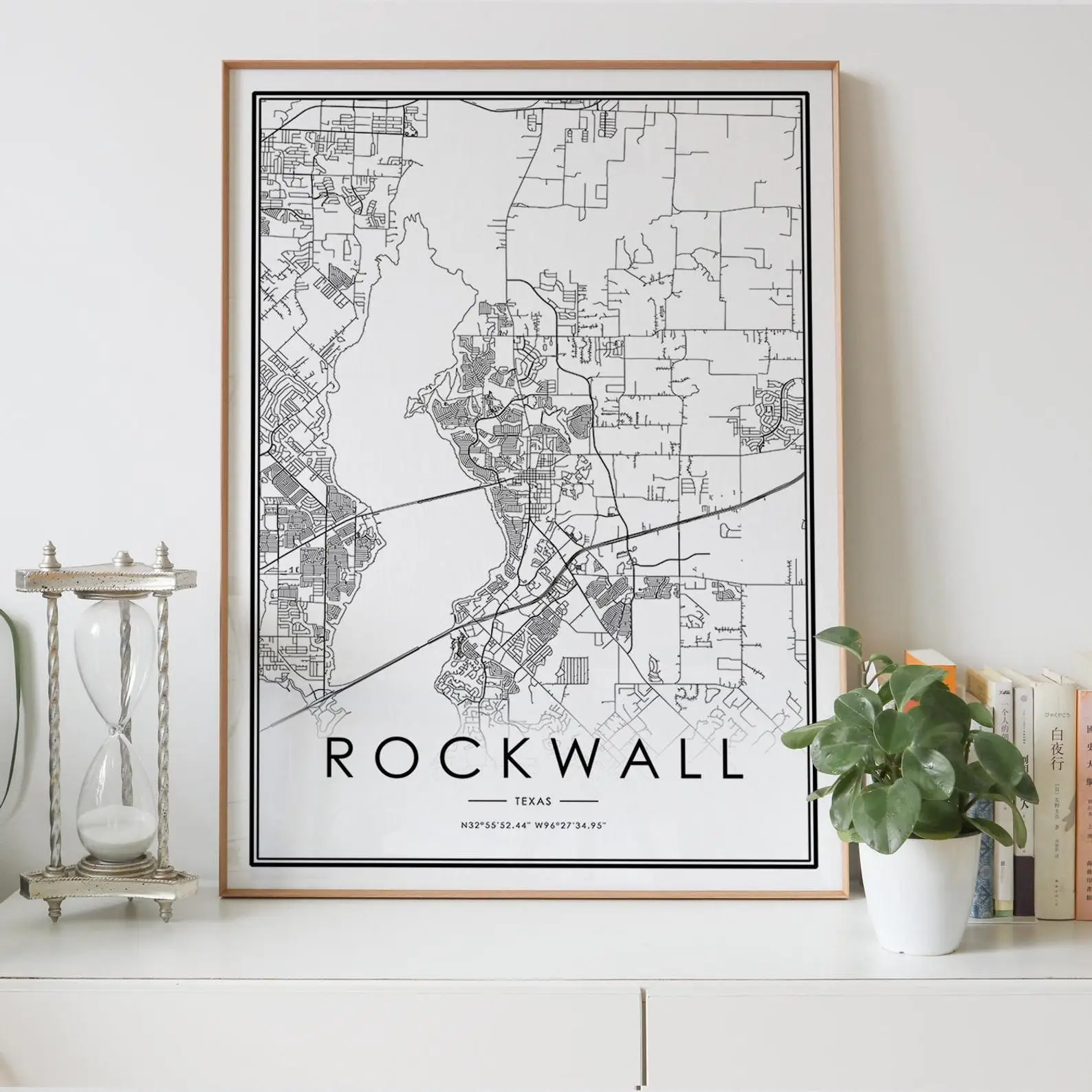 Карта города США ROCKWALL Техас TX скандинавский декоративный постер на холсте для