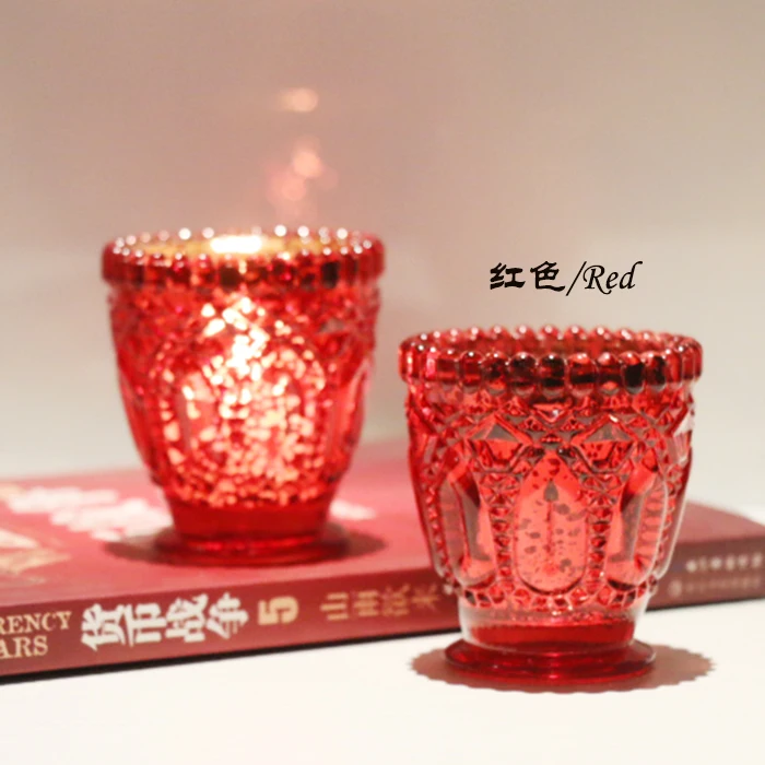 Simple Electro-silver-glass Small Candlestick Color Candle Cup Romantic Christmas Candlelight Dinner Bar West Restaurant