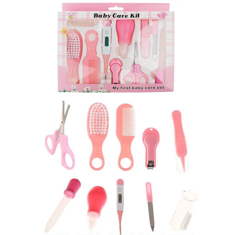 10Pcs/Set Baby Kids Nail Hair Health Care Thermometer Nose Cleaner Toothbrush Safety Tools Newborn Grooming Brush Kit Baby Care