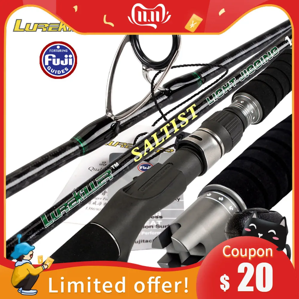 

Lurekiller Original Japan Fuji parts Jigging Rod Boat Rod Spinning/Casting Rod 1.75M PE 2-5 JIG 80-250G 20kg drag Ocean rod