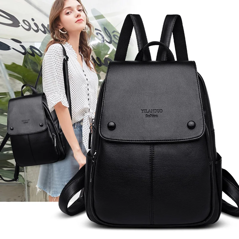 Кожаный рюкзак женский для колледжа Вместительная женская кожаная Рюкзак Mochila школьные сумки для девочек-подростков