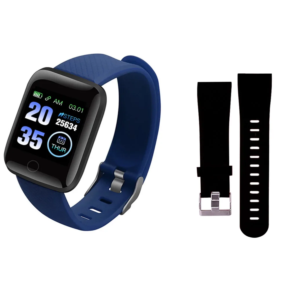 Blue N Black strap 116 плюс смарт-браслет D13 спортивный фитнес-браслет D18 умный Браслет измерение кровяного давления шагомер Smartband часы - Цвет: Blue N Black strap