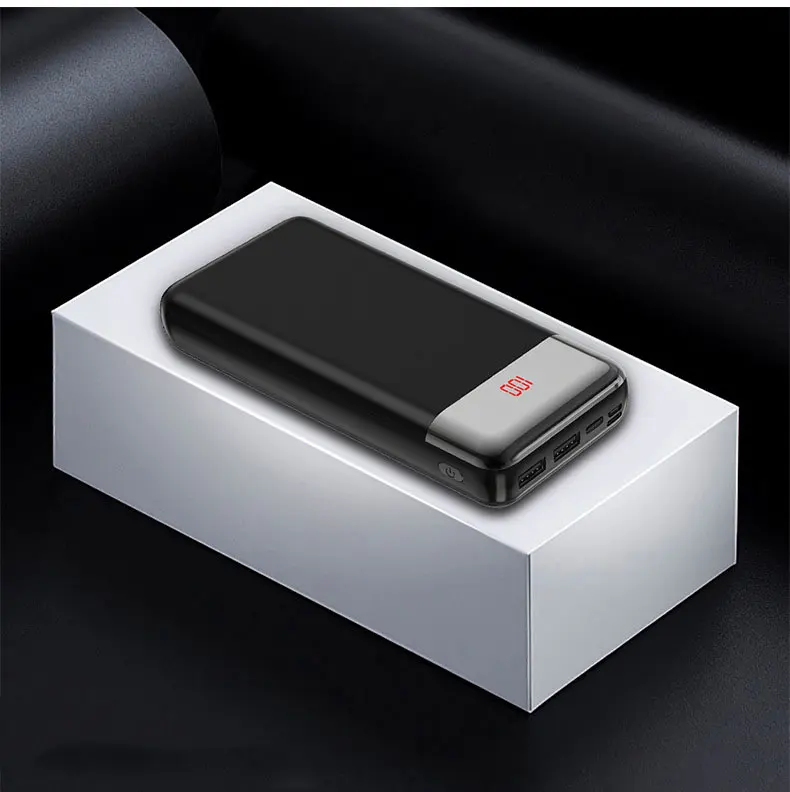 30000mAh большой емкости банк питания USB с двумя выходами внешний аккумулятор телефон зарядное устройство повербанк для iPhone Xiaomi - Цвет: Черный