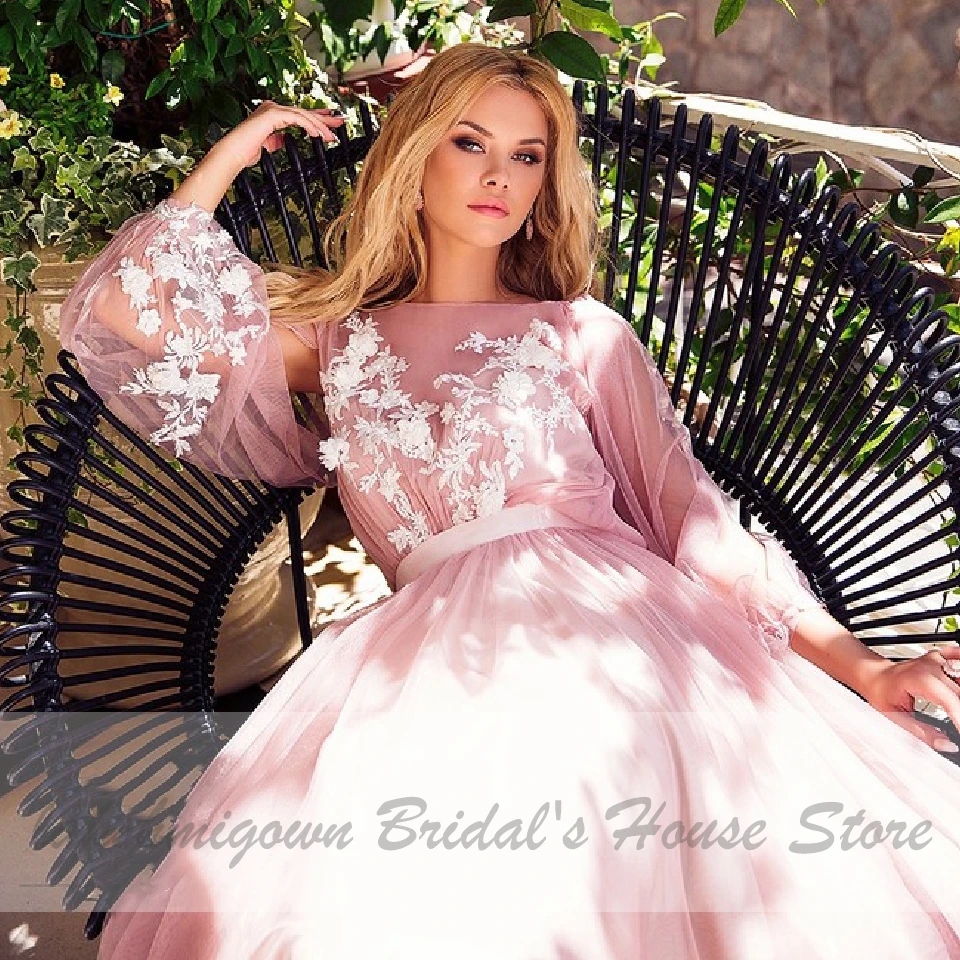 Бохо свадебное платье с длинным рукавом Robe Mariage свадебное платье трапециевидной формы с кружевной аппликацией свадебное платье Vestidos на заказ