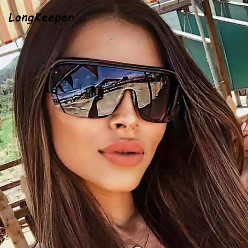 

2020 Trend Semi-Rimless Oversized Sunglasses Women Brand Designer One Piece Lens Ladies Sun Glasses Gradient Large Shades Gafas