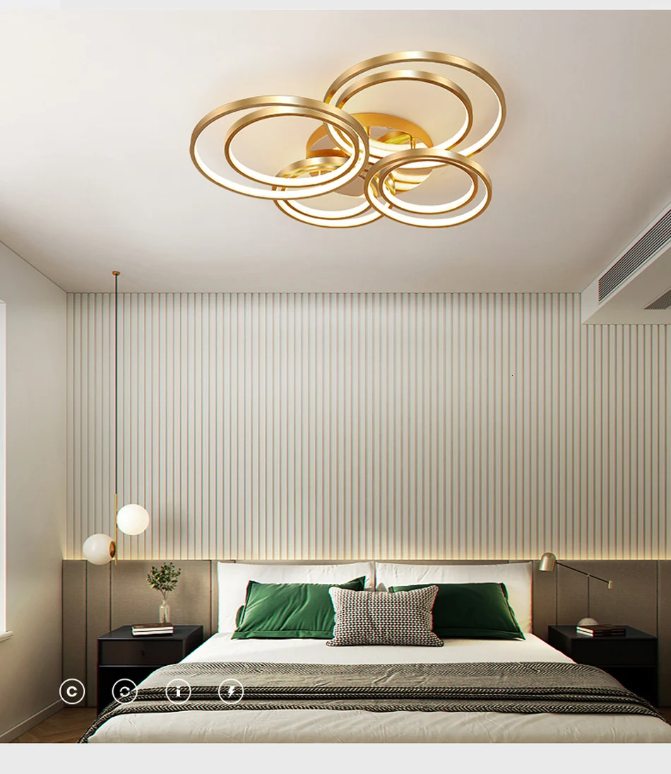 Современный Золотой светодиодный потолочный светильник для гостиной, спальни, ресторана, осветительный прибор, блестящие лампы переменного тока 90-260 В, Прямая поставка