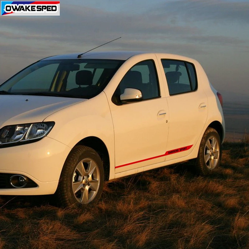 Carbon Fiber Car Door Side Skirt Sticker For Renault-Sandero RS Sport Stripes Racing Styling Auto Body Decor Vinyl Decals (2)