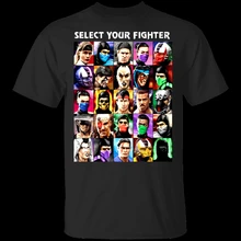 Mortal Kombat seleccione su luchador nueva camiseta Negro hombres-mujeres camiseta Retro
