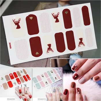 

7 Sheets/set Nail Stickers DIY 3D Decals Self Adhesive Christmas Deer Snowman Colorful Tips Manicure Nail Art Send Randomly.
